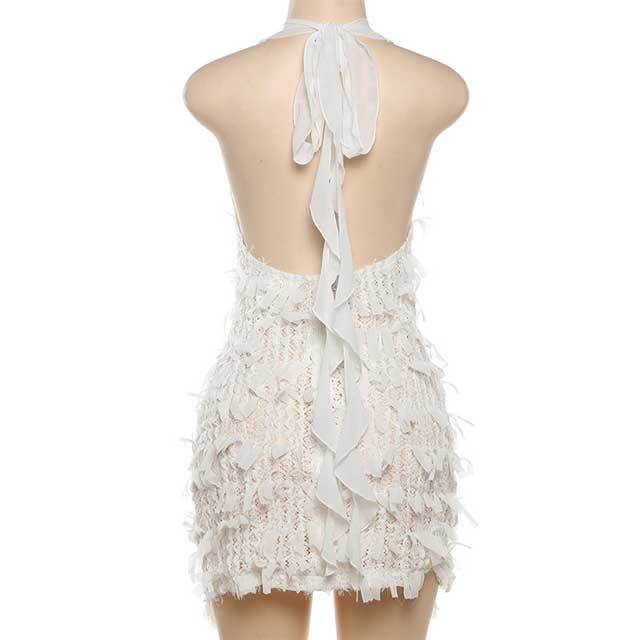 Halter Backless Tassel Dress