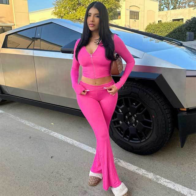 Basic Zipper Jacket Top Jogging Pants Set