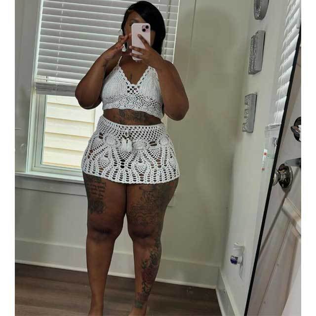 Crochet Three Piece Vacation Skirt Set