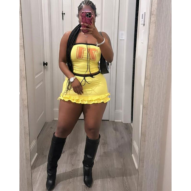 Tube Top Ruffled Mini Skirt Set