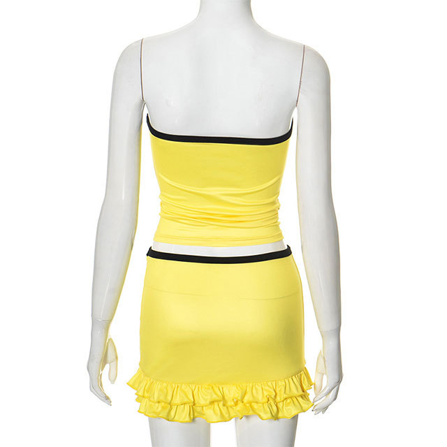 Tube Top Ruffled Mini Skirt Set