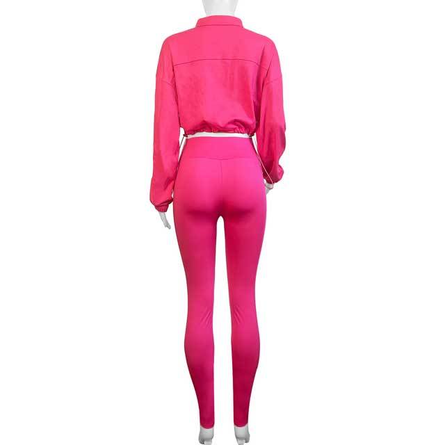 Zipper Top Skinny Jogging Pants Set