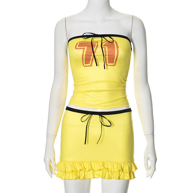Tube Top Ruffled Mini Skirt Set