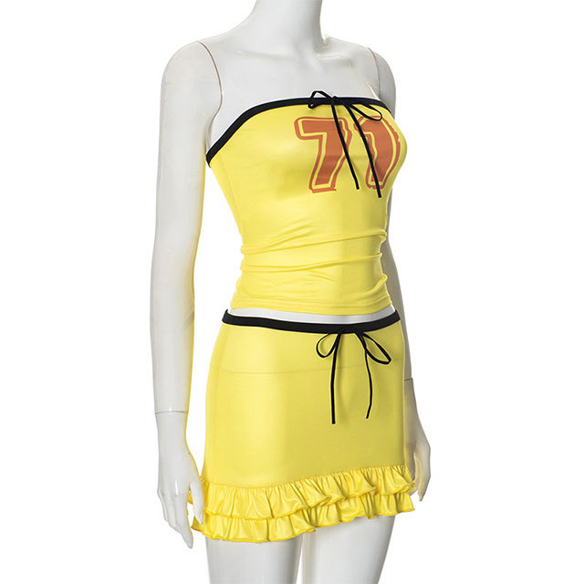 Tube Top Ruffled Mini Skirt Set
