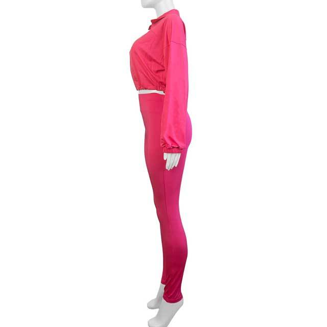 Zipper Top Skinny Jogging Pants Set