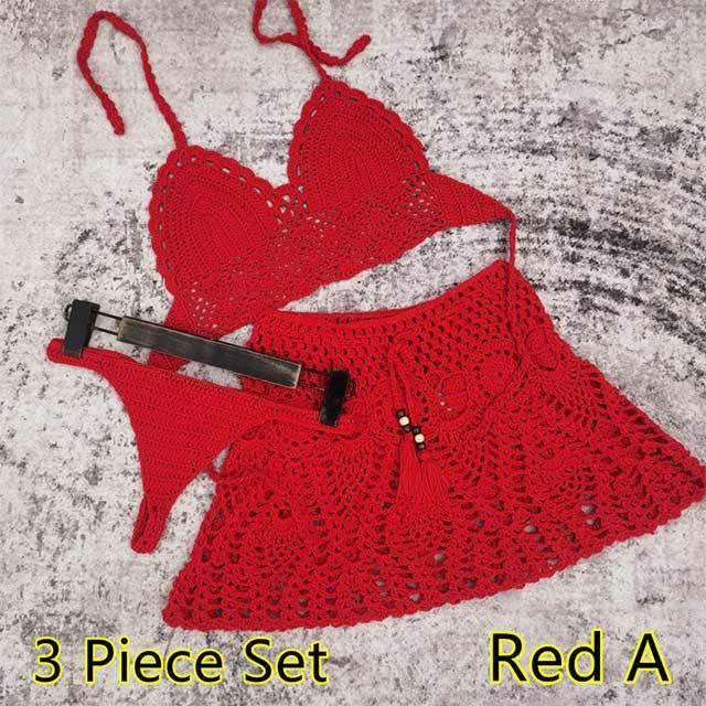 Crochet Three Piece Vacation Skirt Set