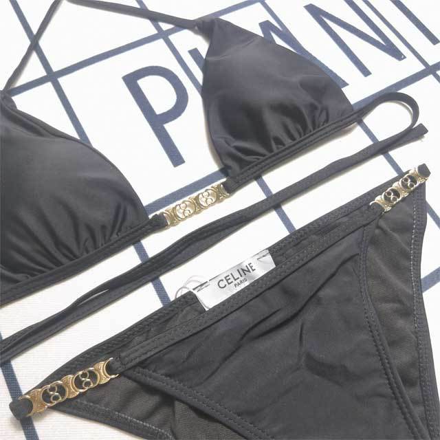 Metal Logo Strappy Bikini Set