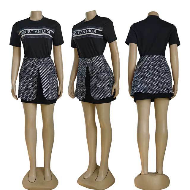 Printed Slit Mini Skirt Set