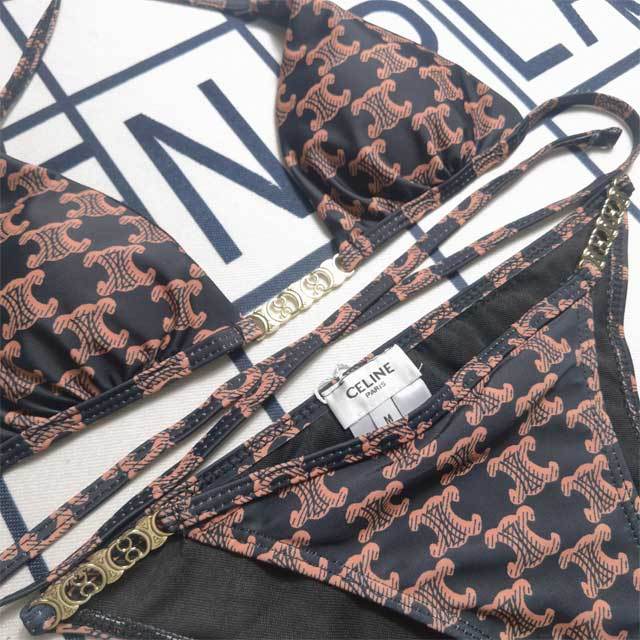 Metal Logo Strappy Bikini Set