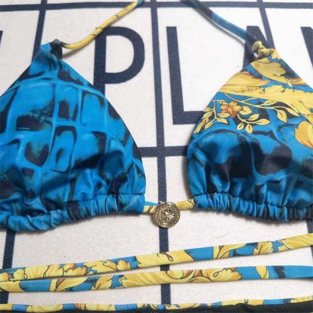 Printed Women Strappy Bikini Set