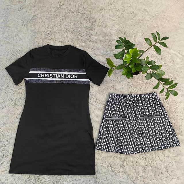 Printed Slit Mini Skirt Set