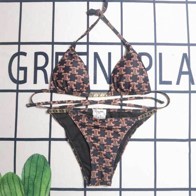 Metal Logo Strappy Bikini Set