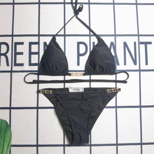 Metal Logo Strappy Bikini Set