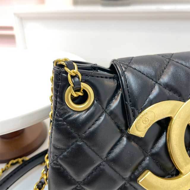 Metal Logo Leather Crossbody Bag