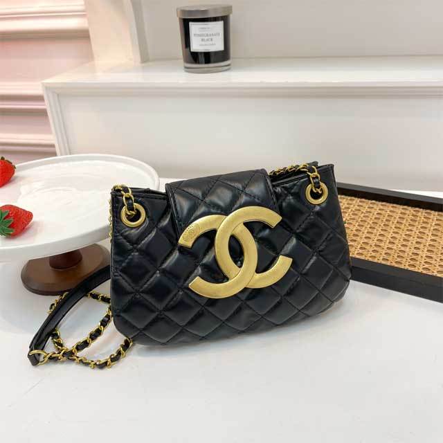 Metal Logo Leather Crossbody Bag