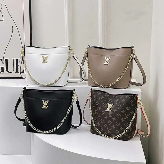 Metal Logo Leather Women Crossbody Handbag
