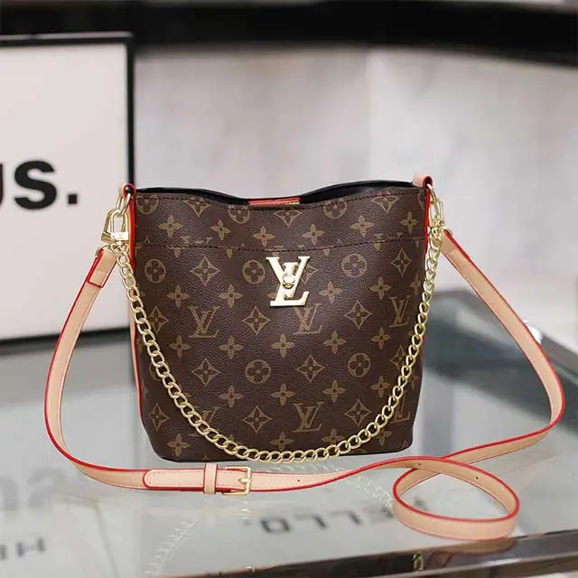 Metal Logo Leather Women Crossbody Handbag