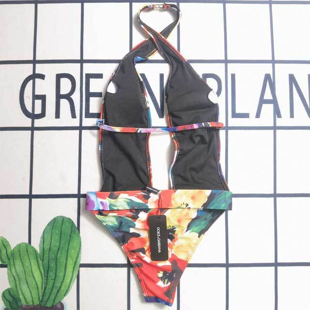 Metal Logo Halter Backless One Piece