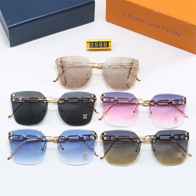 Large Frame Golden Chain Temple Sunglasses