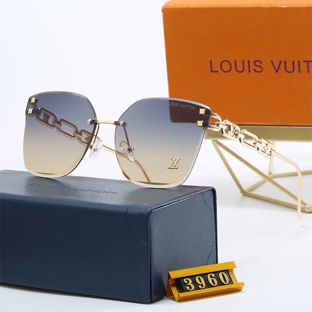 Large Frame Golden Chain Temple Sunglasses