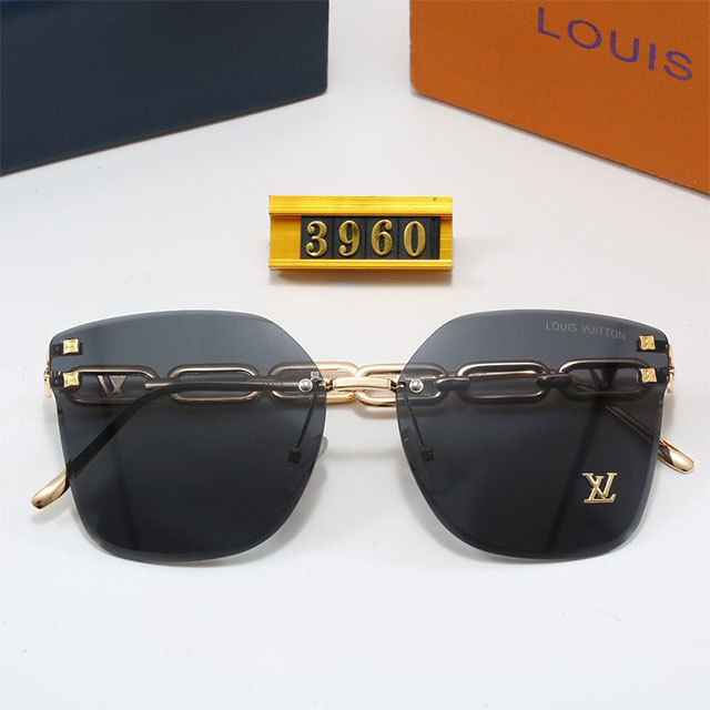 Large Frame Golden Chain Temple Sunglasses