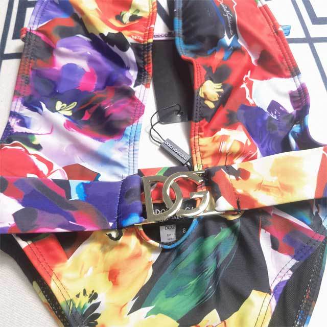 Metal Logo Halter Backless One Piece