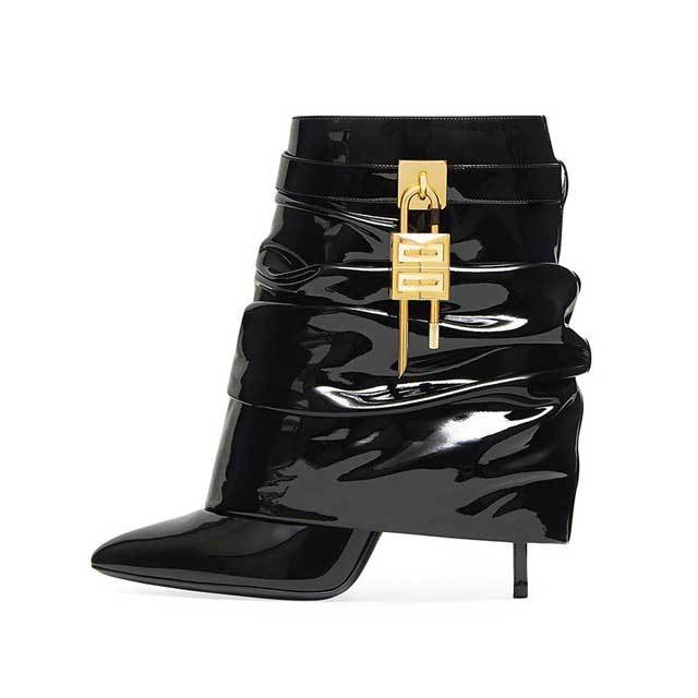 Shark Lock Fashion High Heeled Short Boots