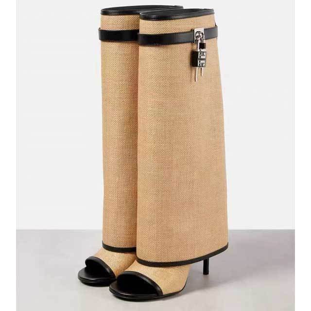 Shark Lock Open Toe High Heeled Sandal Boots