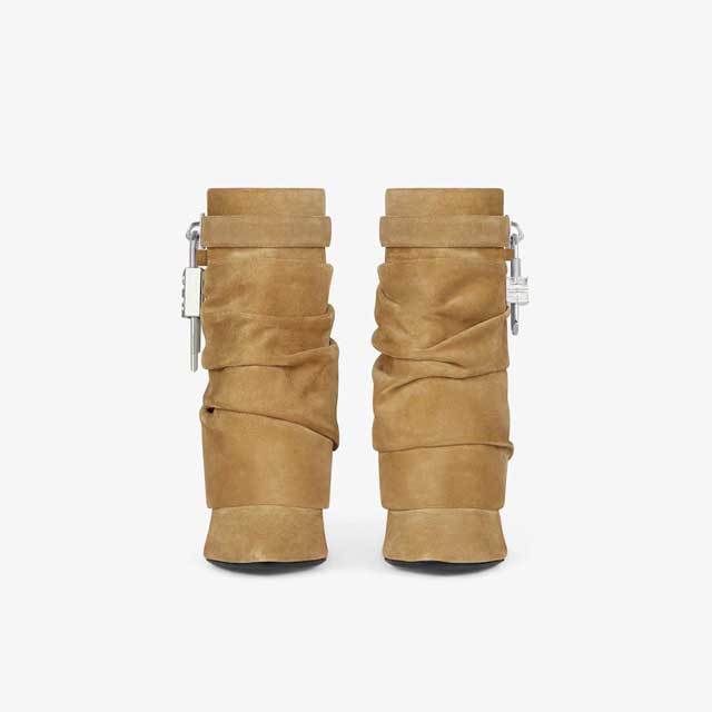 Shark Lock Fashion High Heeled Short Boots