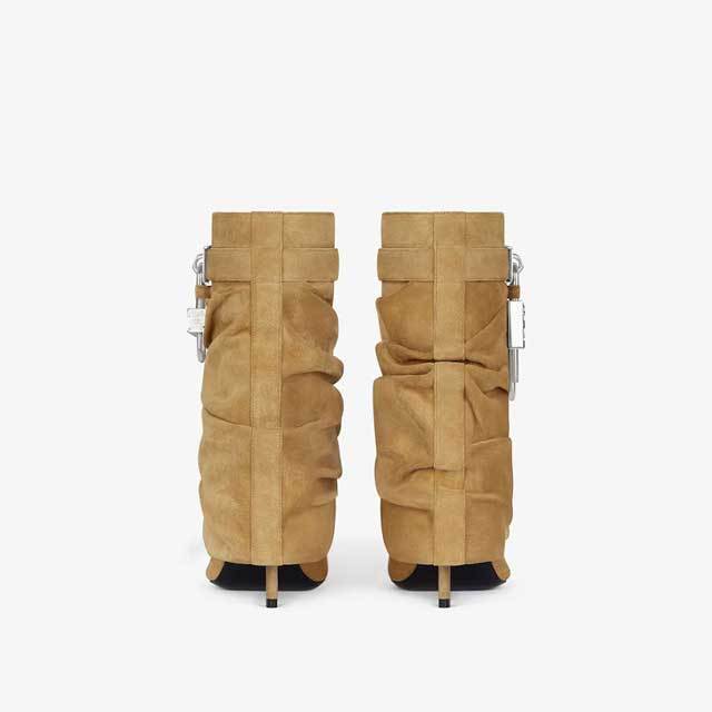 Shark Lock Fashion High Heeled Short Boots