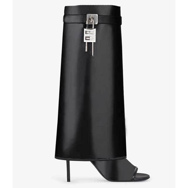 Shark Lock Open Toe High Heeled Sandal Boots