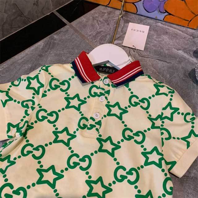 Striped Polo Top Casual Short Set For Children