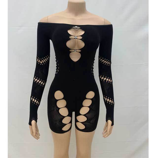 Hollow Out Off Shoulder Lingerie Romper