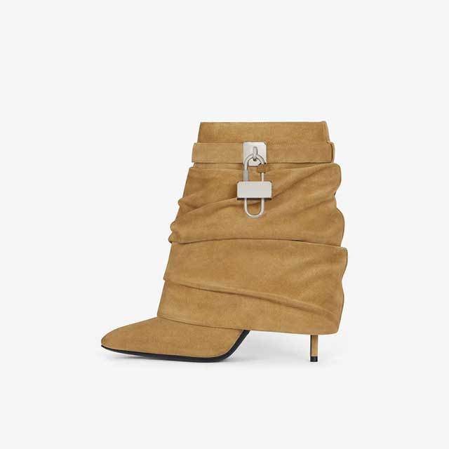 Shark Lock Fashion High Heeled Short Boots