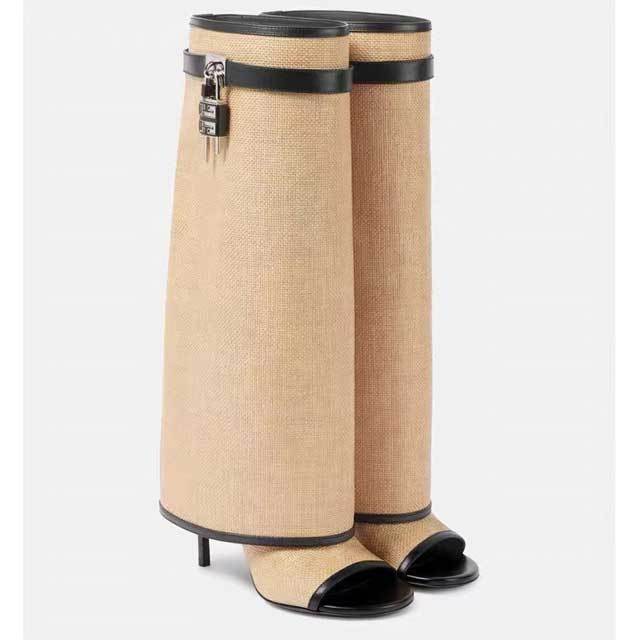 Shark Lock Open Toe High Heeled Sandal Boots