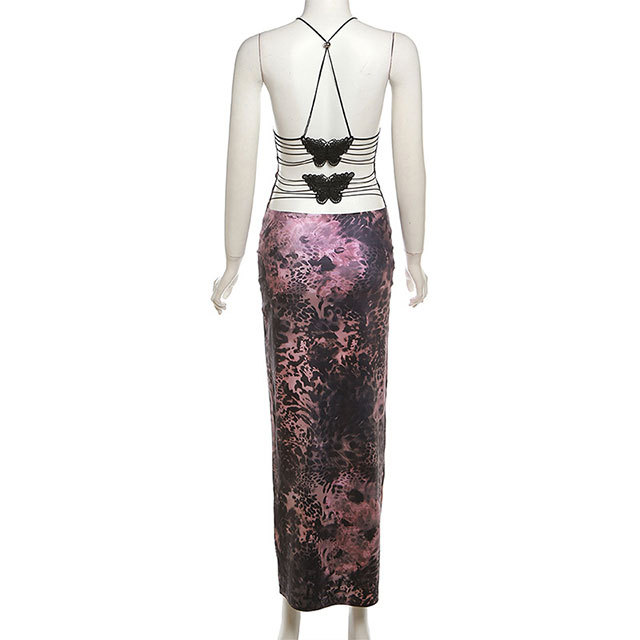 Backless Butterfly Maxi Dress
