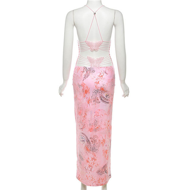 Backless Butterfly Maxi Dress