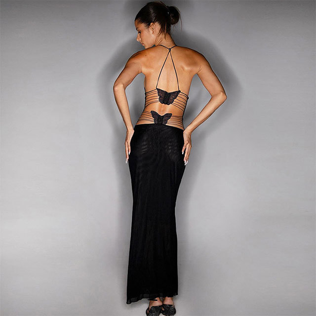 Backless Butterfly Maxi Dress