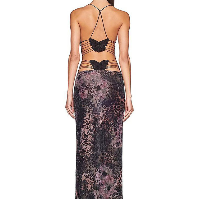 Backless Butterfly Maxi Dress
