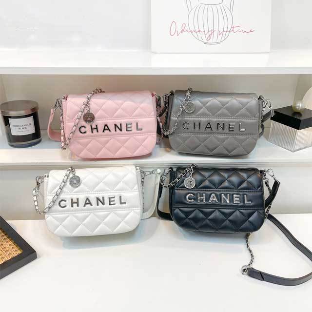 Metal Logo Leather Messenger Bag