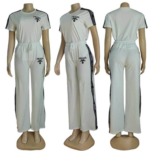 Embroidery Casual Jogging Pants Set