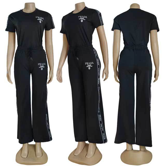 Embroidery Casual Jogging Pants Set