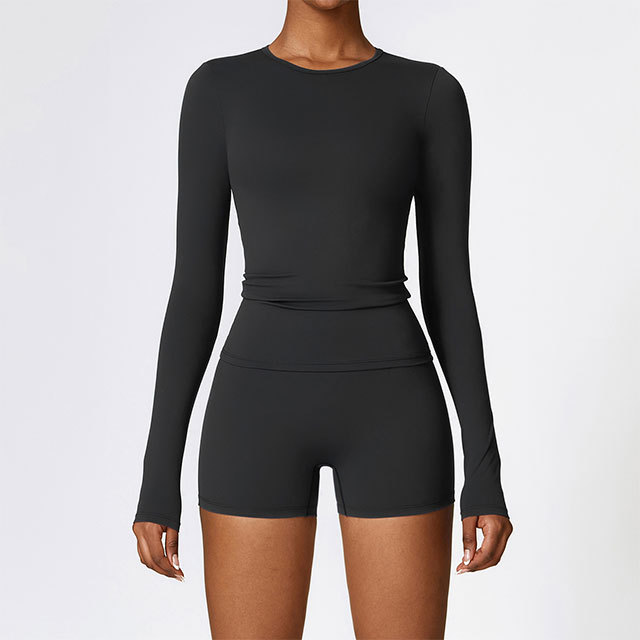 Long Sleeve Top Yoga Short Set