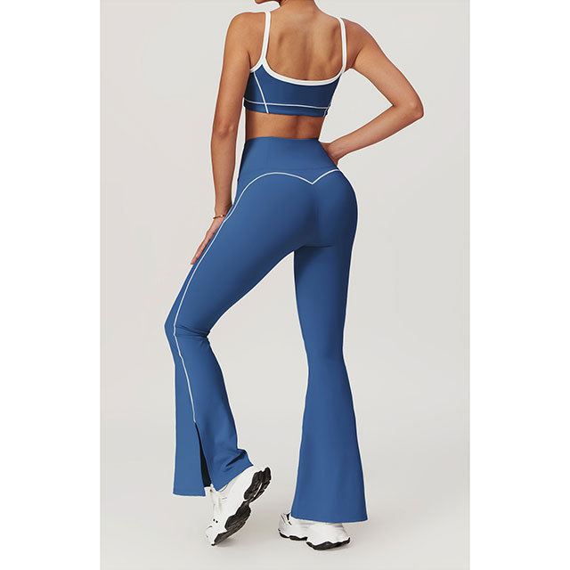 Sports Bra Top High Waist Bell Pant Set