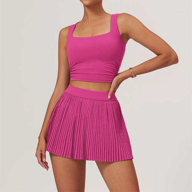 Tank Crop Top Pleated Mini Skirt Set