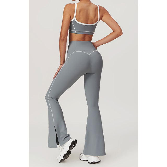 Sports Bra Top High Waist Bell Pant Set