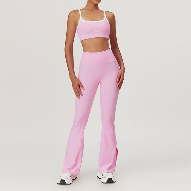 Sports Bra Top High Waist Bell Pant Set