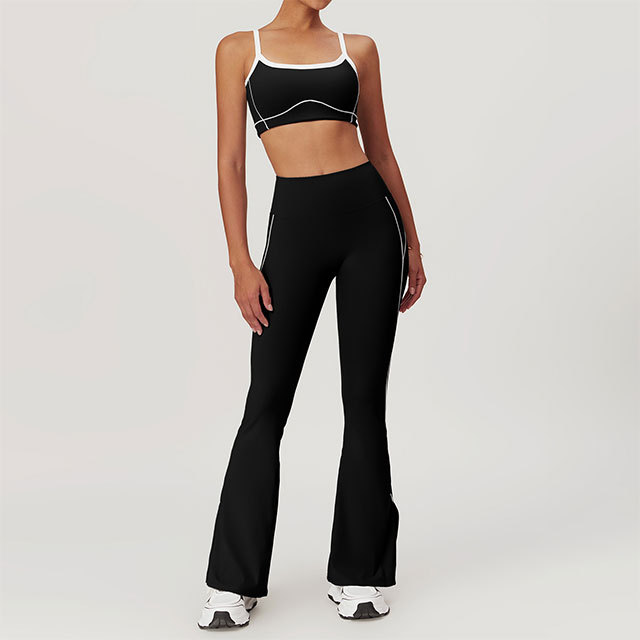 Sports Bra Top High Waist Bell Pant Set