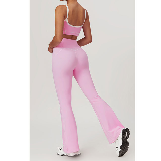 Sports Bra Top High Waist Bell Pant Set