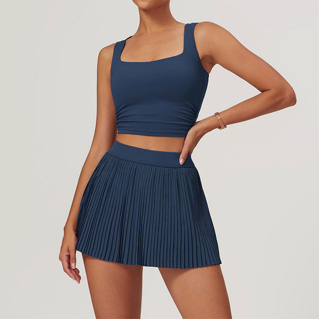 Tank Crop Top Pleated Mini Skirt Set
